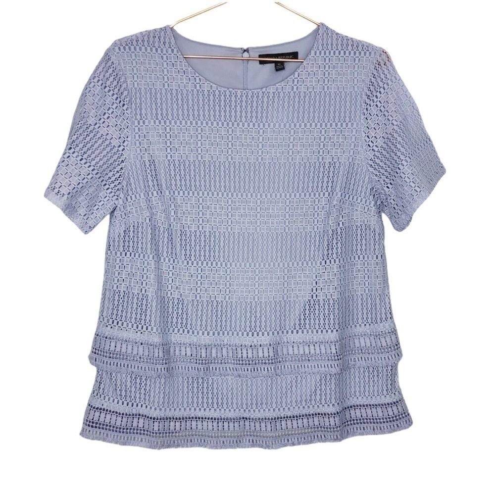 Banana Republic Lace Fringe Top Blouse Purple NWT